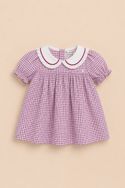 Ensemble Bébé Fille 2 Pièces – Robe Vichy Lavande & Bloomer Assorti