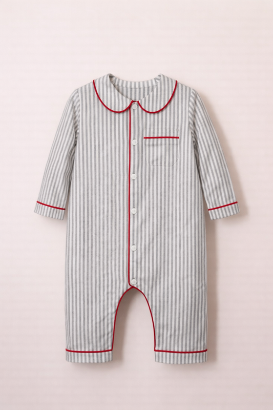 Pyjama bébé à rayures – Détails contrastés