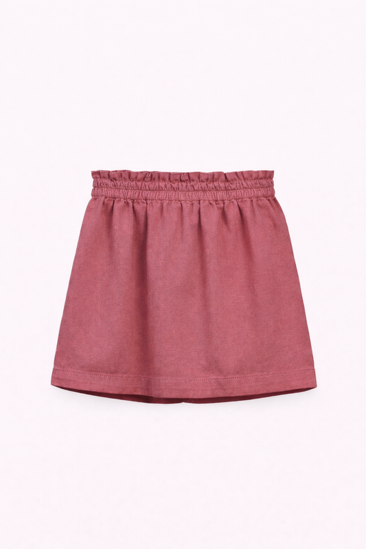 Jupe fille en gabardine rose – Taille élastique