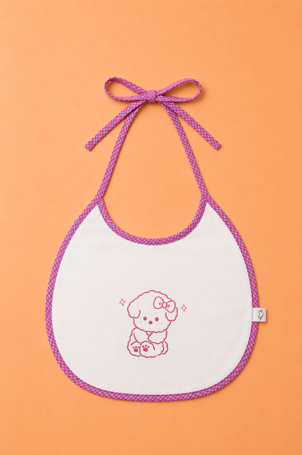 Bavoir Bébé Imperméable Blanc – Motif Petit Chien Rose