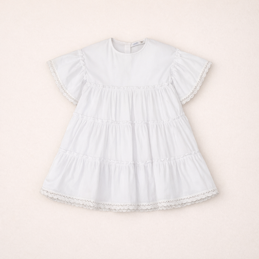 Robe fille blanc à volants – Élégance & fraîcheur estivale