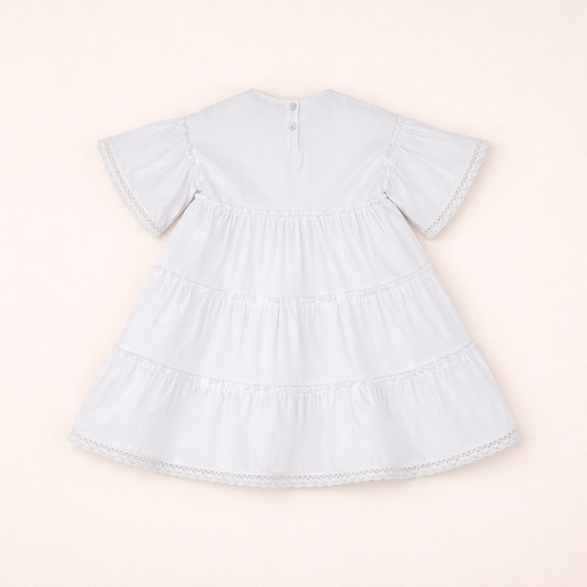 Robe fille blanc à volants – Élégance & fraîcheur estivale