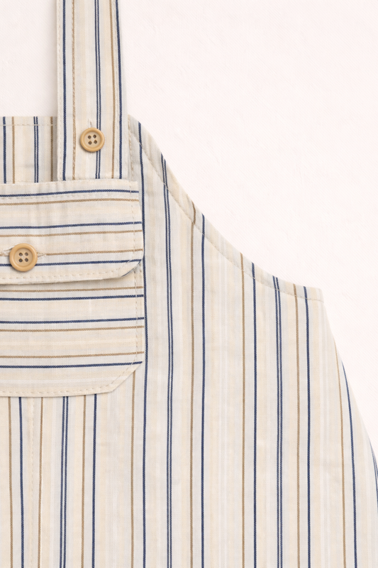 Salopette bébé rayée bleu & beige – Style chic & décontracté