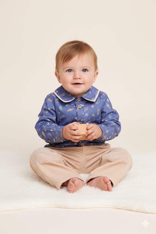 Chemise bébé garçon à motif espace – Douceur & imagination