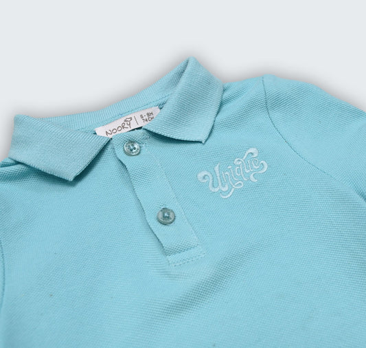 Polo body en piqué 100% coton à col chemisier et broderie