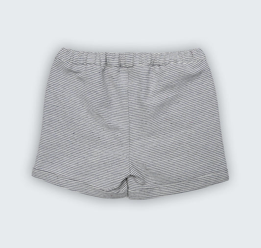 Short à rayures, 100% coton avec ceinture élastique réglable