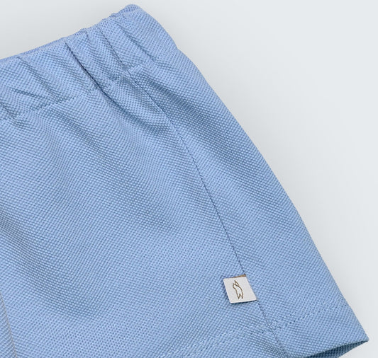 Short Bleu en piqué 100% coton