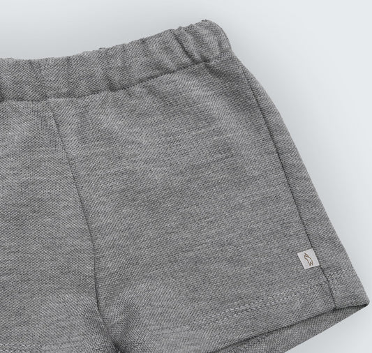 Short gris en piqué 100% coton