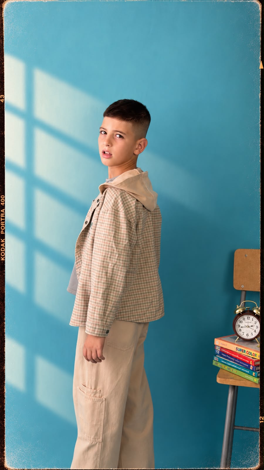 Surchemise à Carreaux Beige & Capuche Intégrée – Imprimé « DO YOUR BEST »