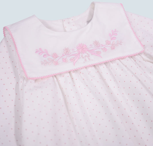 Robe à petit points rose pour bébé fille
