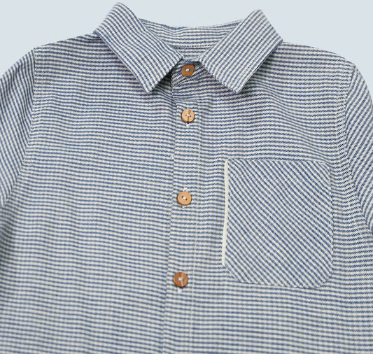 Chemise garçon en petits carreaux bleu