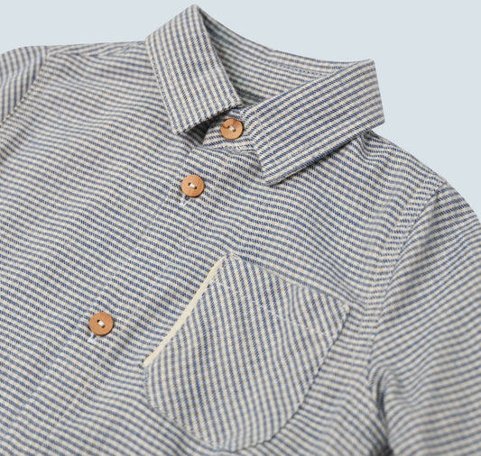 Chemise pour garçon en petits carreaux bleu