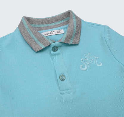 T-shirt polo en piqué 100% coton à col chemisier et broderie