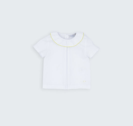 Chemise à col volanté