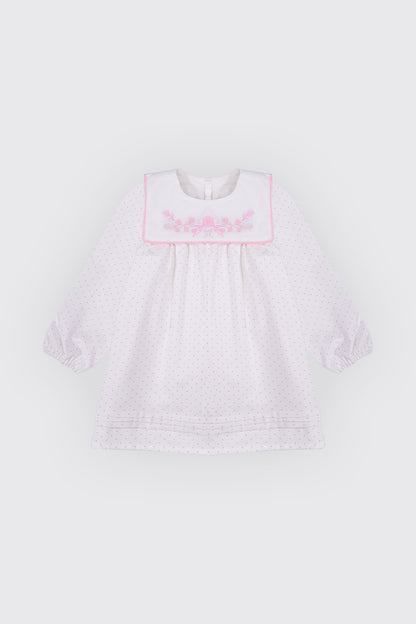 Robe à petit points rose pour bébé fille