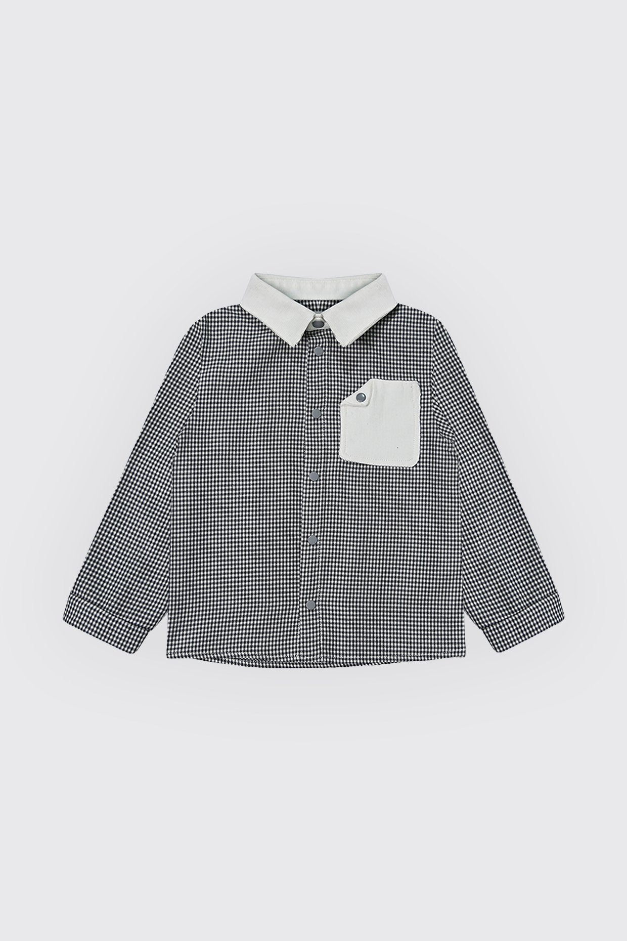 Chemise garçon à petit carreaux gris