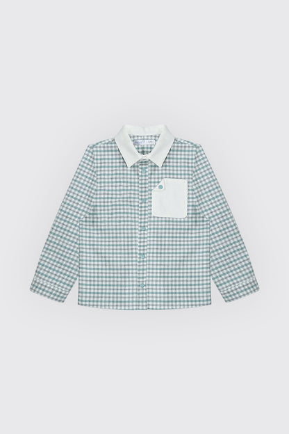 Chemise garçon à carreaux verts