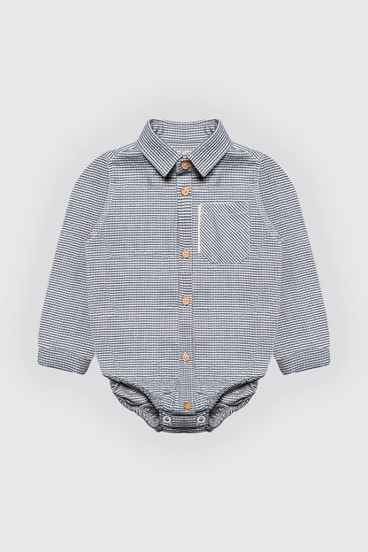 Chemise pour garçon en petits carreaux bleu