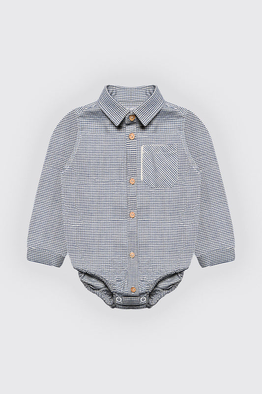 Chemise pour garçon en petits carreaux bleu