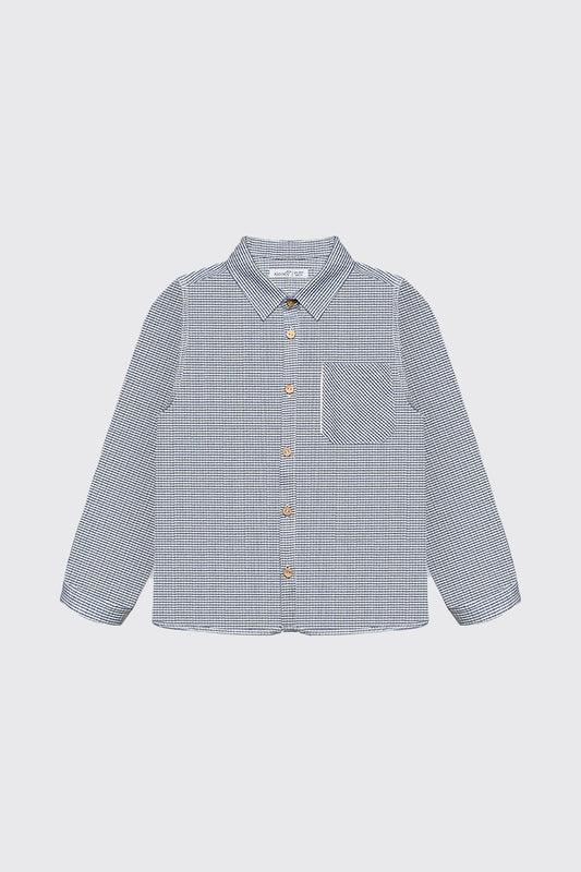 Chemise garçon en petits carreaux bleu