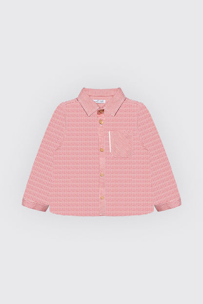 Chemise pour garçon en petits carreaux rouges
