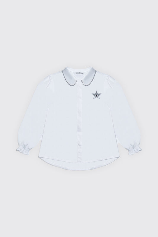 chemise à col claudine en strass