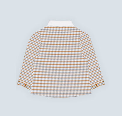 Chemise garçon à carreaux jaune moutarde