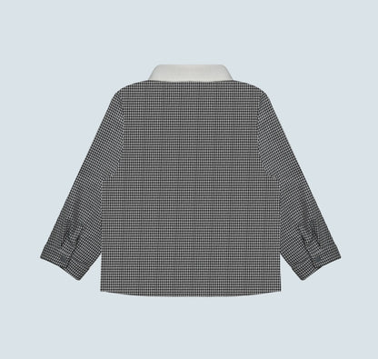Chemise garçon à petit carreaux gris