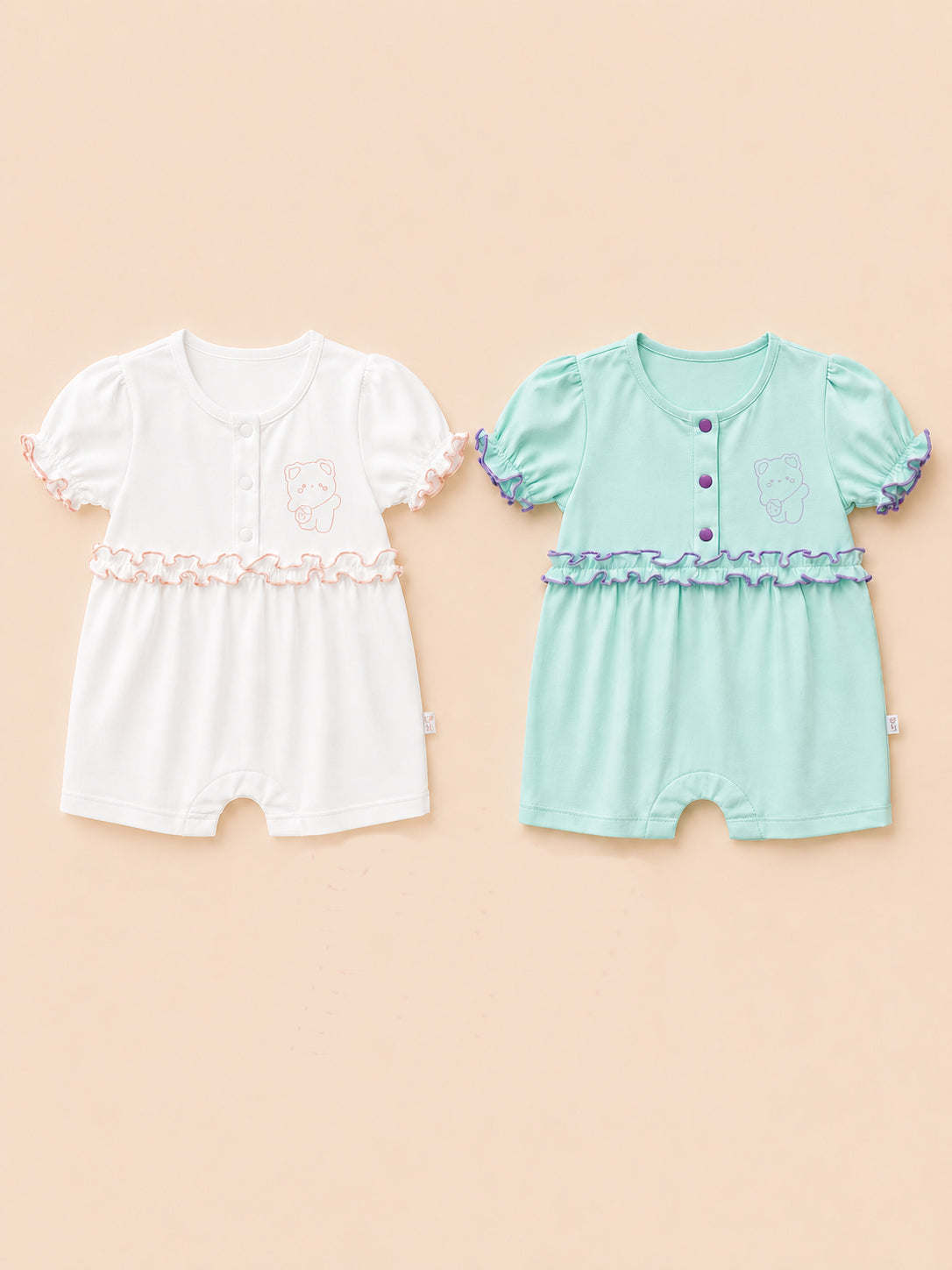 Pack de 2 Barboteuses Bébé Fille – Élégance & Douceur