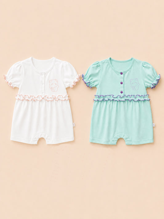 Pack de 2 Barboteuses Bébé Fille – Élégance & Douceur