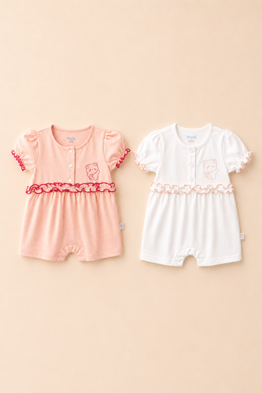 Pack de 2 Barboteuses Fille – Douceur & Élégance