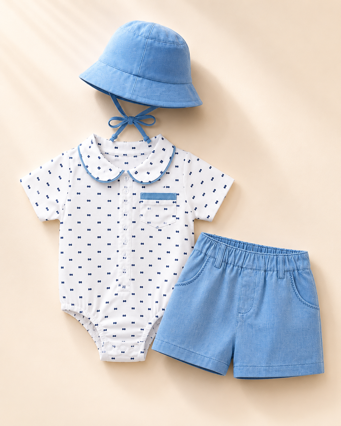 Ensemble Bébé Garçon 3 Pièces – Élégance Estivale