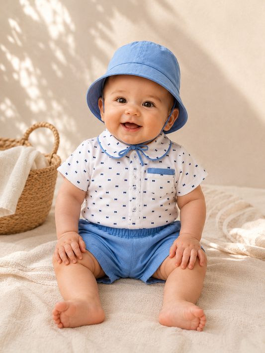 Ensemble Bébé Garçon 3 Pièces – Élégance Estivale