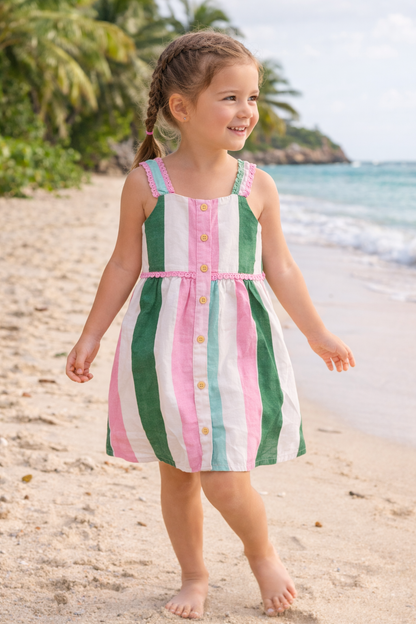Robe fille d’été à rayures – Élégance naturelle & confort absolu