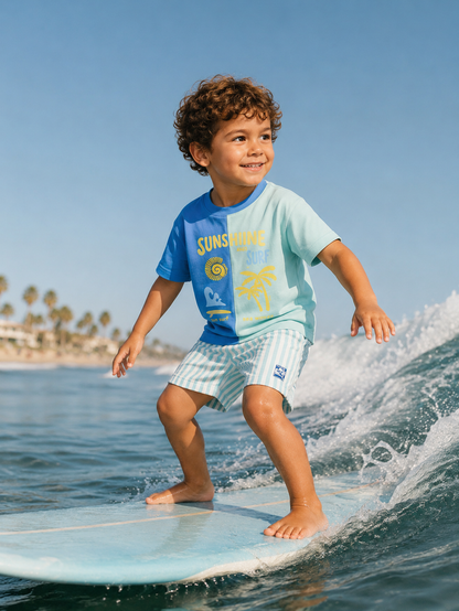 Ensemble garçon “Sunshine & Surf” – Esprit bord de mer