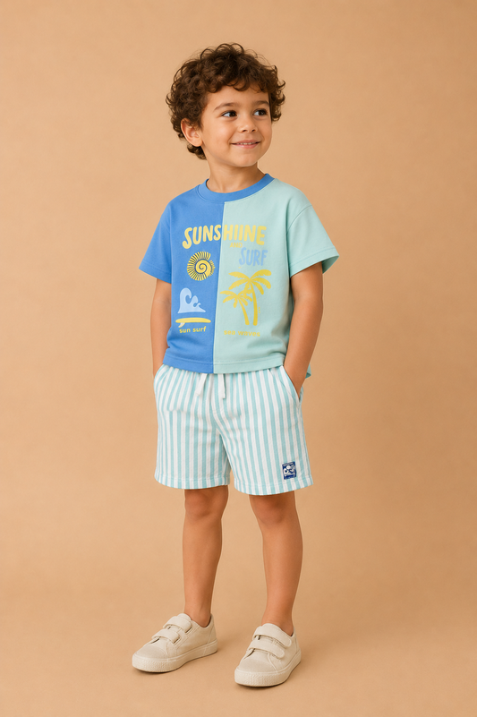 Ensemble garçon “Sunshine & Surf” – Esprit bord de mer