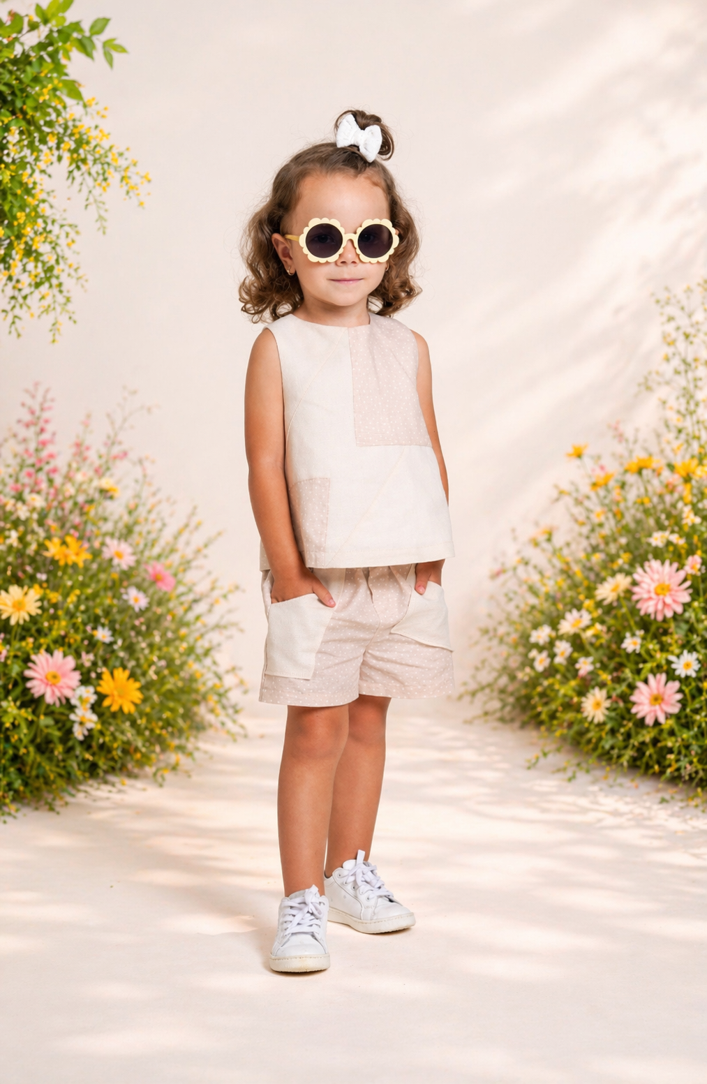 Ensemble fille beige naturel – Chic & douceur estivale