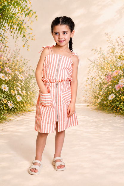 Robe rayée corail – Fraîcheur & élégance estivale