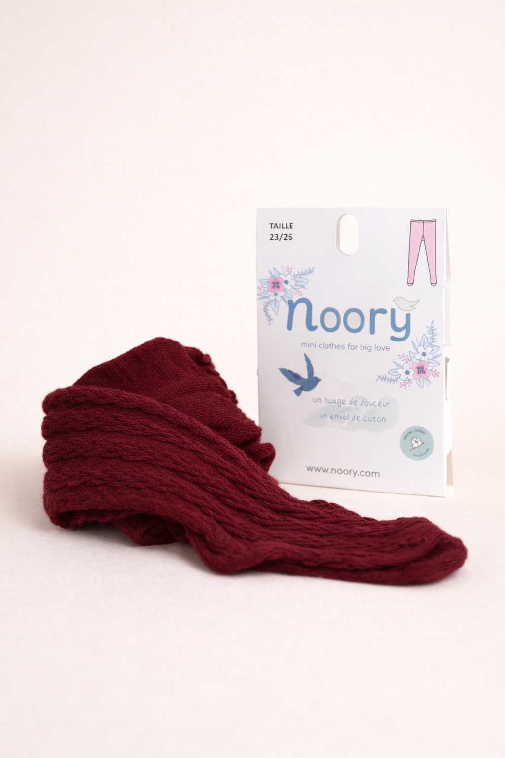 Collant Enfant En Coton Organic Maille Tressée – Bordeaux Élégant