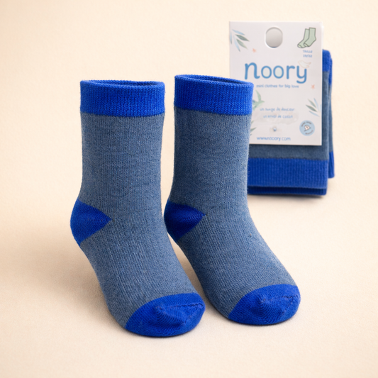 Chaussettes Enfant En Coton Organic Douceur & Confort – Bleu & Gris