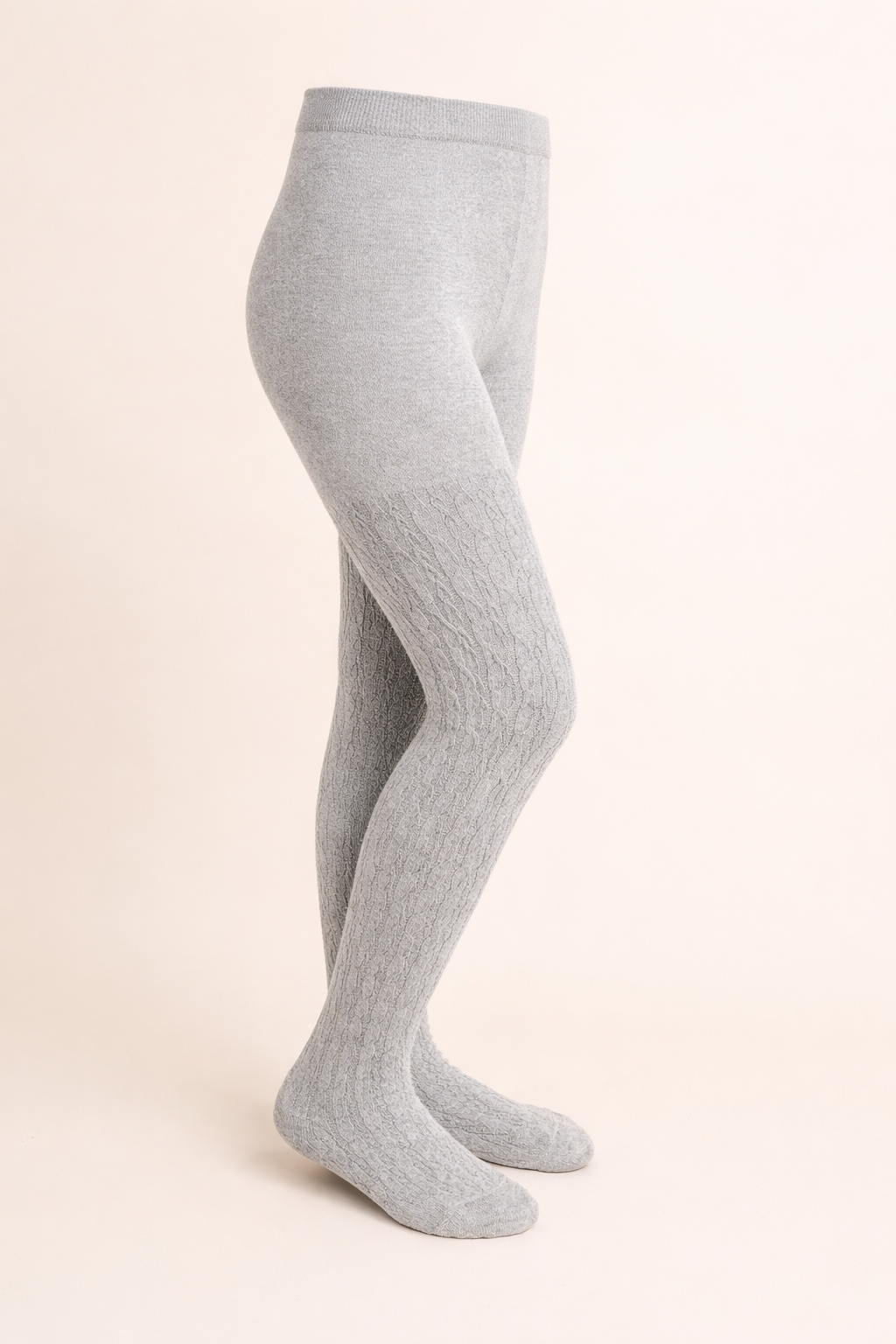 Collant Enfant En Coton Organic Maille Tressée – Gris Clair