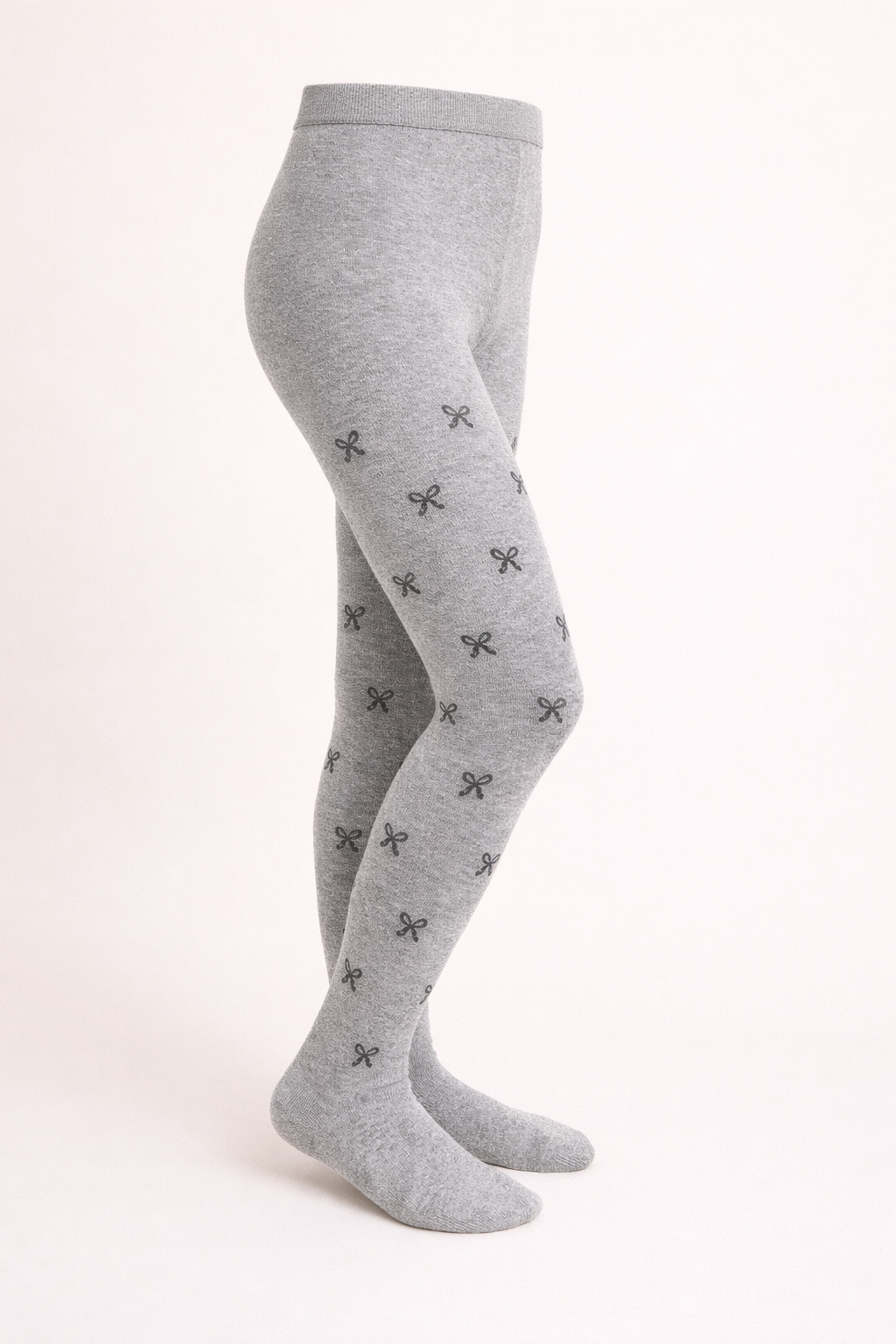 Collant Enfant En Coton Organic Motif Nœuds – Gris Clair