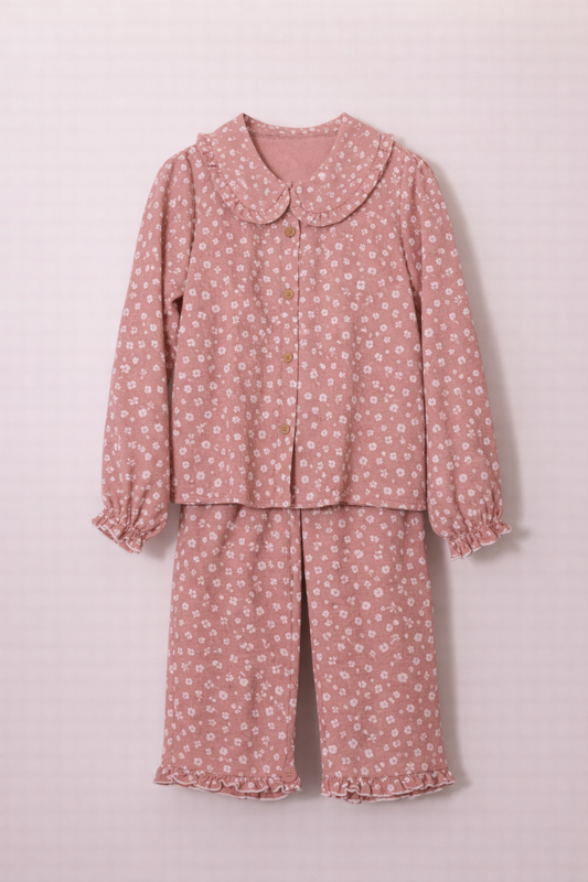 Ensemble pyjama fille à motif fleuri – Douceur & élégance