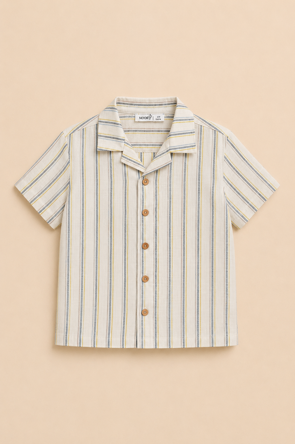 Ensemble Garçon 2 Pièces – Chemise Rayée & Short Beige