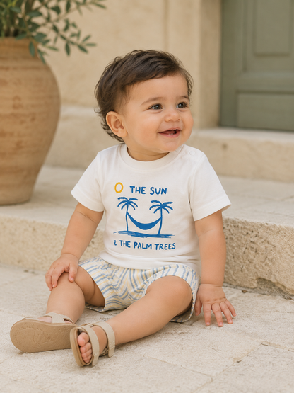 Ensemble Bébé Garçon « The Sun & The Palm Trees » – T-shirt & Short Rayé
