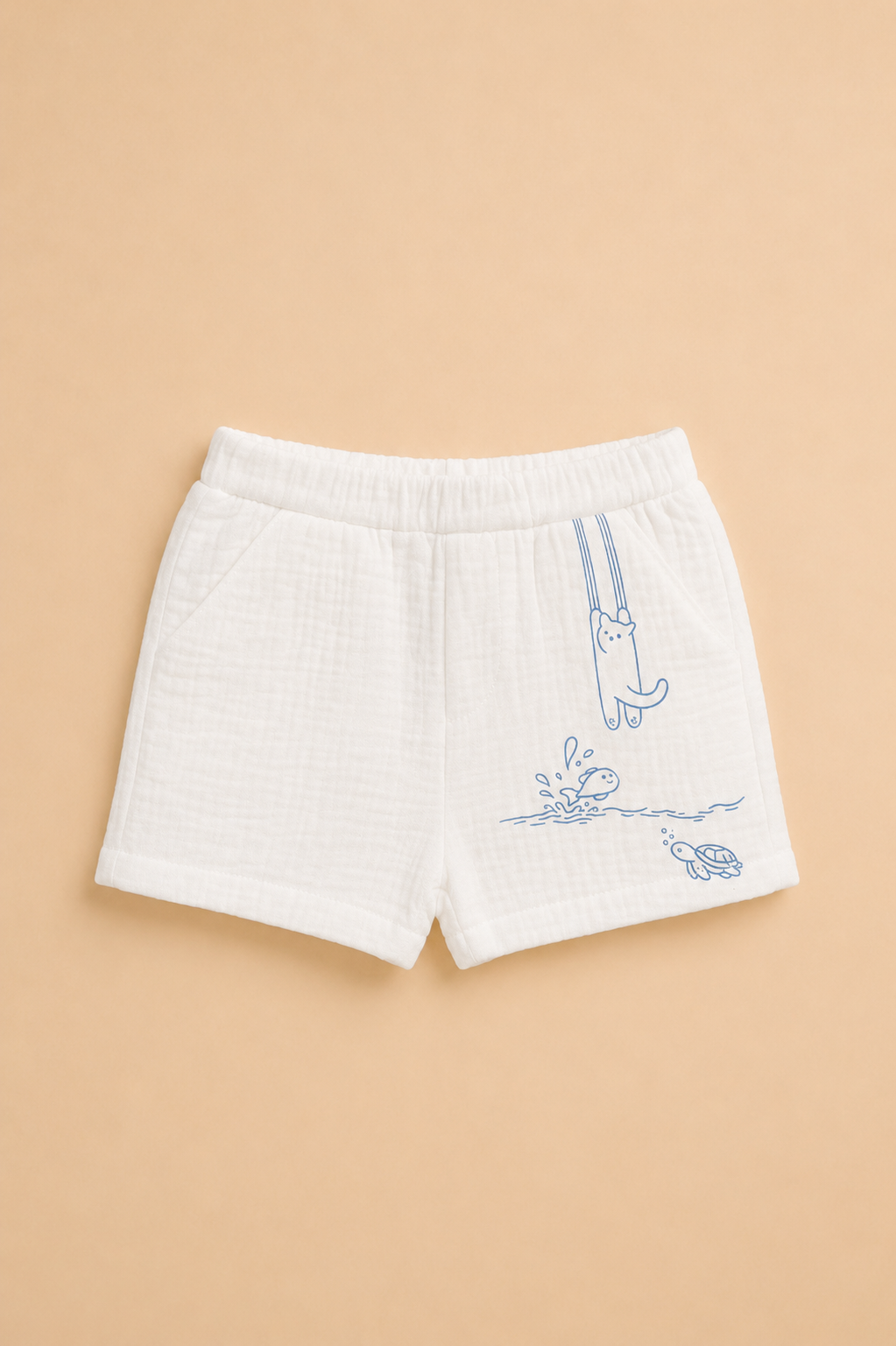 Ensemble Bébé Garçon 2 Pièces – Chemise Vichy Bleu & Short Blanc