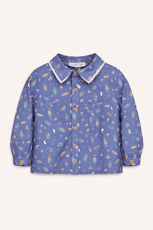 Chemise bébé garçon à motif espace – Douceur & imagination