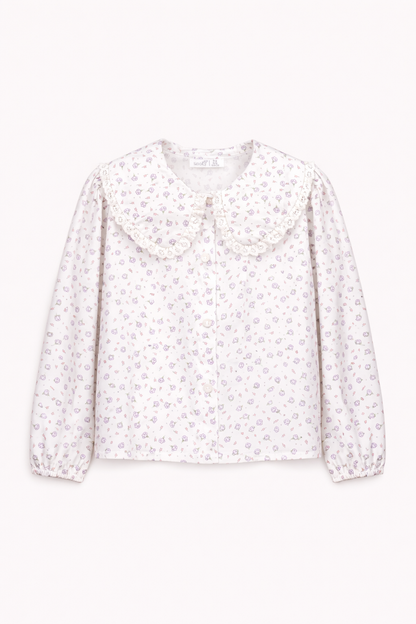 Blouse imprimée à col volanté – Fille