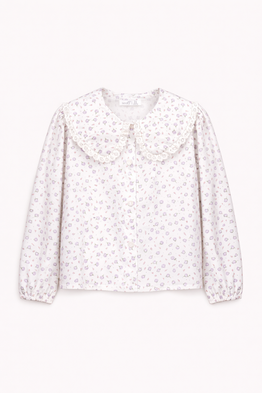 Blouse imprimée à col volanté – Fille