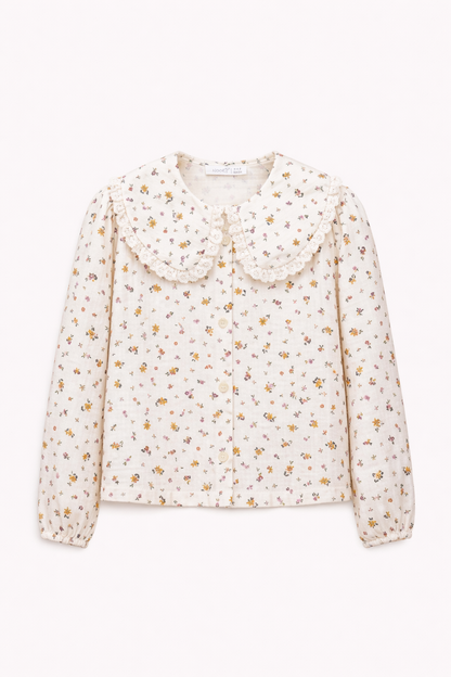 Blouse fleurie à col volanté – Fille